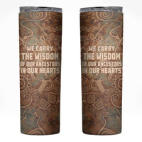 We Carry The Wisdom Skinny Tumbler African Ancient Symbols, Earthy Tones, and Ancestral Wisdom Quote - Wonder Print Shop