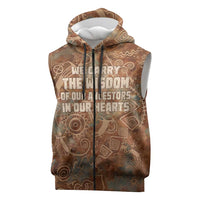 We Carry The Wisdom Sleeveless Zip Hoodie African Ancient Symbols, Earthy Tones, and Ancestral Wisdom Quote - Wonder Print Shop