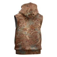 We Carry The Wisdom Sleeveless Zip Hoodie African Ancient Symbols, Earthy Tones, and Ancestral Wisdom Quote - Wonder Print Shop
