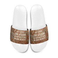 We Carry The Wisdom Slide Sandals African Ancient Symbols, Earthy Tones, and Ancestral Wisdom Quote - Wonder Print Shop
