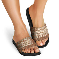 We Carry The Wisdom Slide Sandals African Ancient Symbols, Earthy Tones, and Ancestral Wisdom Quote - Wonder Print Shop