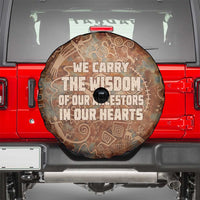 We Carry The Wisdom Spare Tire Cover African Ancient Symbols, Earthy Tones, and Ancestral Wisdom Quote - Wonder Print Shop