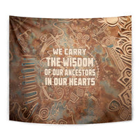 We Carry The Wisdom Tapestry African Ancient Symbols, Earthy Tones, and Ancestral Wisdom Quote - Wonder Print Shop
