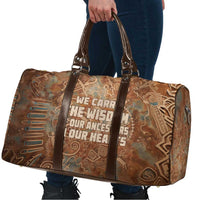 We Carry The Wisdom Travel Bag African Ancient Symbols, Earthy Tones, and Ancestral Wisdom Quote - Wonder Print Shop
