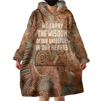 We Carry The Wisdom Wearable Blanket Hoodie African Ancient Symbols, Earthy Tones, and Ancestral Wisdom Quote - Wonder Print Shop