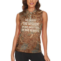 We Carry The Wisdom Women Sleeveless Polo Shirt African Ancient Symbols, Earthy Tones, and Ancestral Wisdom Quote - Wonder Print Shop