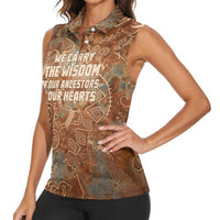 We Carry The Wisdom Women Sleeveless Polo Shirt African Ancient Symbols, Earthy Tones, and Ancestral Wisdom Quote - Wonder Print Shop