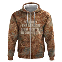 We Carry The Wisdom Zip Hoodie African Ancient Symbols, Earthy Tones, and Ancestral Wisdom Quote - Wonder Print Shop