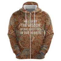 We Carry The Wisdom Zip Hoodie African Ancient Symbols, Earthy Tones, and Ancestral Wisdom Quote - Wonder Print Shop
