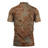 We Carry The Wisdom Zipper Polo Shirt African Ancient Symbols, Earthy Tones, and Ancestral Wisdom Quote - Wonder Print Shop