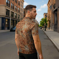 We Carry The Wisdom Zipper Polo Shirt African Ancient Symbols, Earthy Tones, and Ancestral Wisdom Quote - Wonder Print Shop