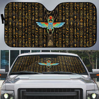 Ancient Pride Auto Sun Shade African Hieroglyphic Pattern, Eye of Horus, and Sacred Scarab Symbol - Wonder Print Shop