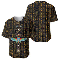 Ancient Pride Baseball Jersey African Hieroglyphic Pattern, Eye of Horus, and Sacred Scarab Symbol - Wonder Print Shop