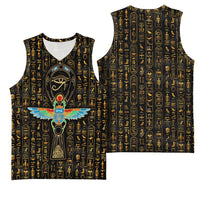 Ancient Pride Basketball Jersey African Hieroglyphic Pattern, Eye of Horus, and Sacred Scarab Symbol - Wonder Print Shop