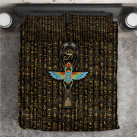 Ancient Pride Bedding Set African Hieroglyphic Pattern, Eye of Horus, and Sacred Scarab Symbol - Wonder Print Shop