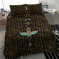 Ancient Pride Bedding Set African Hieroglyphic Pattern, Eye of Horus, and Sacred Scarab Symbol - Wonder Print Shop