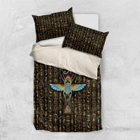 Ancient Pride Bedding Set African Hieroglyphic Pattern, Eye of Horus, and Sacred Scarab Symbol - Wonder Print Shop