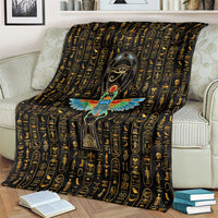 Ancient Pride Blanket African Hieroglyphic Pattern, Eye of Horus, and Sacred Scarab Symbol - Wonder Print Shop
