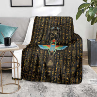 Ancient Pride Blanket African Hieroglyphic Pattern, Eye of Horus, and Sacred Scarab Symbol - Wonder Print Shop