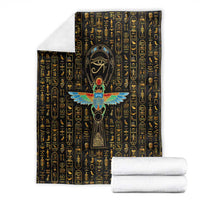Ancient Pride Blanket African Hieroglyphic Pattern, Eye of Horus, and Sacred Scarab Symbol - Wonder Print Shop