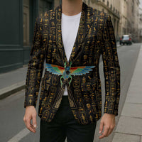 Ancient Pride Blazer African Hieroglyphic Pattern, Eye of Horus, and Sacred Scarab Symbol - Wonder Print Shop