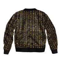 Ancient Pride Bomber Jacket African Hieroglyphic Pattern, Eye of Horus, and Sacred Scarab Symbol - Wonder Print Shop