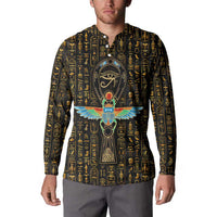 Ancient Pride Button Sweatshirt African Hieroglyphic Pattern, Eye of Horus, and Sacred Scarab Symbol - Wonder Print Shop