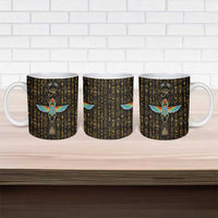 Ancient Pride Ceramic Mug African Hieroglyphic Pattern, Eye of Horus, and Sacred Scarab Symbol - Wonder Print Shop