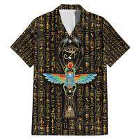 Ancient Pride Family Matching Mermaid Dress and Hawaiian Shirt African Hieroglyphic Pattern, Eye of Horus, and Sacred Scarab Symbol - Wonder Print Shop