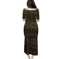 Ancient Pride Family Matching Puletasi and Hawaiian Shirt African Hieroglyphic Pattern, Eye of Horus, and Sacred Scarab Symbol - Wonder Print Shop