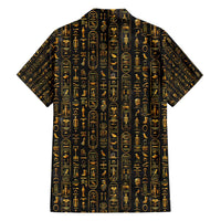 Ancient Pride Family Matching Short Sleeve Bodycon Dress and Hawaiian Shirt African Hieroglyphic Pattern, Eye of Horus, and Sacred Scarab Symbol - Wonder Print Shop
