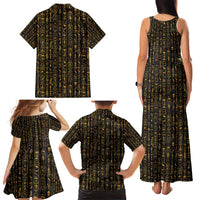 Ancient Pride Family Matching Tank Maxi Dress and Hawaiian Shirt African Hieroglyphic Pattern, Eye of Horus, and Sacred Scarab Symbol - Wonder Print Shop