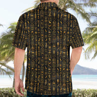 Ancient Pride Hawaiian Shirt African Hieroglyphic Pattern, Eye of Horus, and Sacred Scarab Symbol - Wonder Print Shop