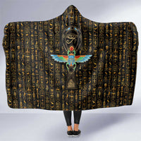 Ancient Pride Hooded Blanket African Hieroglyphic Pattern, Eye of Horus, and Sacred Scarab Symbol - Wonder Print Shop