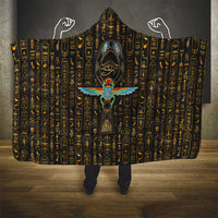 Ancient Pride Hooded Blanket African Hieroglyphic Pattern, Eye of Horus, and Sacred Scarab Symbol - Wonder Print Shop