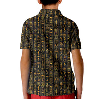 Ancient Pride Kid Polo Shirt African Hieroglyphic Pattern, Eye of Horus, and Sacred Scarab Symbol - Wonder Print Shop