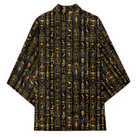 Ancient Pride Kimono African Hieroglyphic Pattern, Eye of Horus, and Sacred Scarab Symbol - Wonder Print Shop