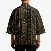Ancient Pride Kimono African Hieroglyphic Pattern, Eye of Horus, and Sacred Scarab Symbol - Wonder Print Shop