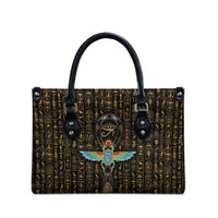 Ancient Pride Leather Bag African Hieroglyphic Pattern, Eye of Horus, and Sacred Scarab Symbol - Wonder Print Shop