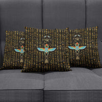 Ancient Pride Pillow Cover African Hieroglyphic Pattern, Eye of Horus, and Sacred Scarab Symbol - Wonder Print Shop