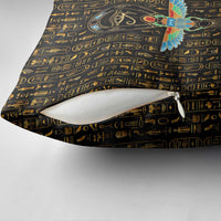 Ancient Pride Pillow Cover African Hieroglyphic Pattern, Eye of Horus, and Sacred Scarab Symbol - Wonder Print Shop
