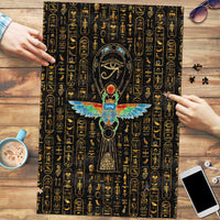 Ancient Pride Puzzle African Hieroglyphic Pattern, Eye of Horus, and Sacred Scarab Symbol - Wonder Print Shop