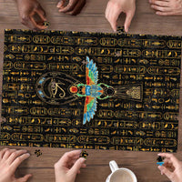 Ancient Pride Puzzle African Hieroglyphic Pattern, Eye of Horus, and Sacred Scarab Symbol - Wonder Print Shop