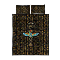 Ancient Pride Quilt Bed Set African Hieroglyphic Pattern, Eye of Horus, and Sacred Scarab Symbol - Wonder Print Shop