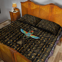 Ancient Pride Quilt Bed Set African Hieroglyphic Pattern, Eye of Horus, and Sacred Scarab Symbol - Wonder Print Shop