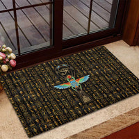 Ancient Pride Rubber Doormat African Hieroglyphic Pattern, Eye of Horus, and Sacred Scarab Symbol - Wonder Print Shop