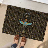 Ancient Pride Rubber Doormat African Hieroglyphic Pattern, Eye of Horus, and Sacred Scarab Symbol - Wonder Print Shop