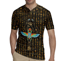Ancient Pride Rugby Jersey African Hieroglyphic Pattern, Eye of Horus, and Sacred Scarab Symbol - Wonder Print Shop