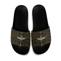 Ancient Pride Slide Sandals African Hieroglyphic Pattern, Eye of Horus, and Sacred Scarab Symbol - Wonder Print Shop