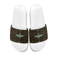 Ancient Pride Slide Sandals African Hieroglyphic Pattern, Eye of Horus, and Sacred Scarab Symbol - Wonder Print Shop